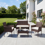 Corato 4-seat Rattan Patio Set | Cream & Brown
