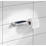 Wall Mounted Toilet Roll Holder With Small Shelf Storage | Polished Chrome