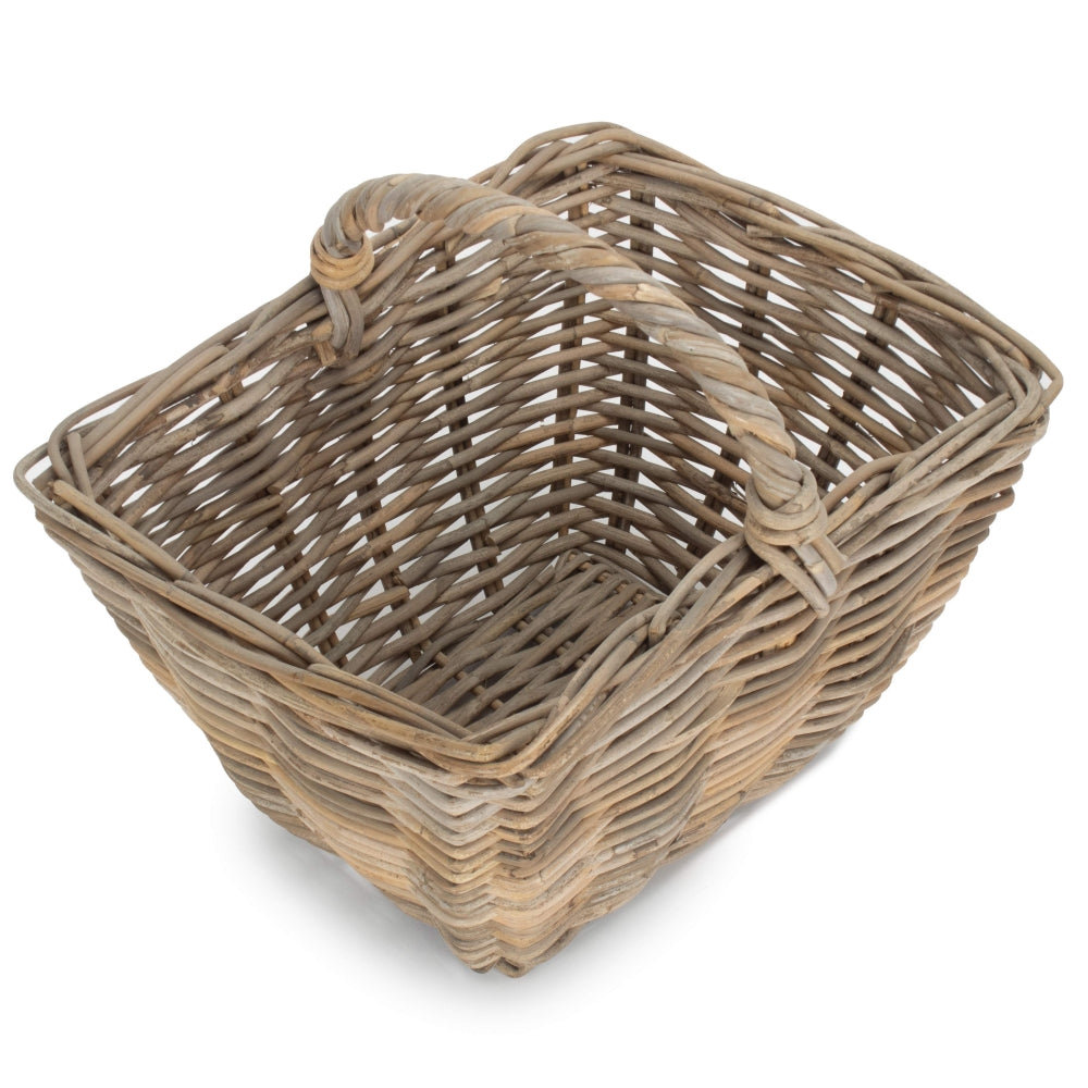 Grey Rattan Kindling Basket