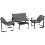 4 Pcs Garden Sofa Set Armchairs Loveseat Table