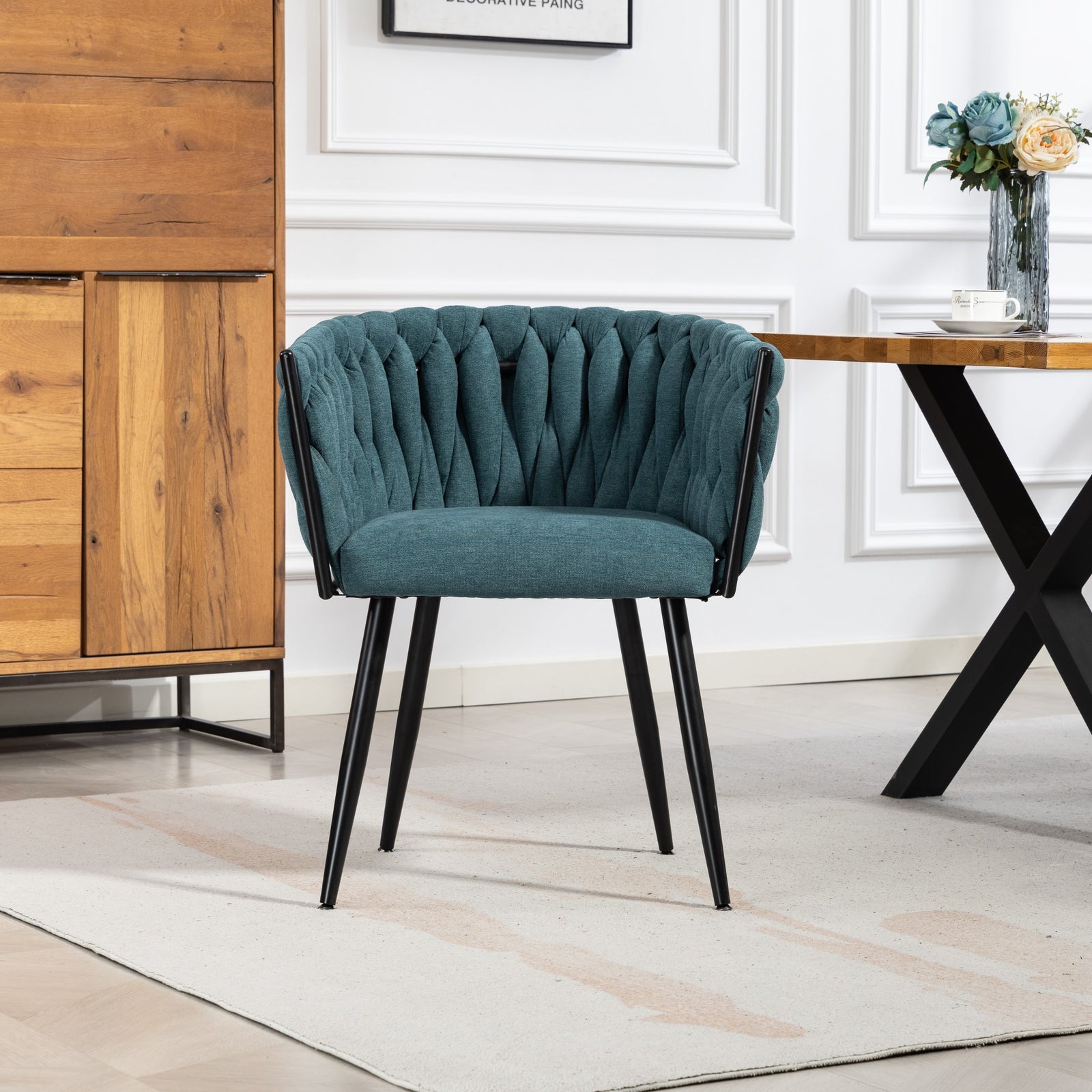 Aneta Fabric Accent Chairs - Set Of 2 | Teal