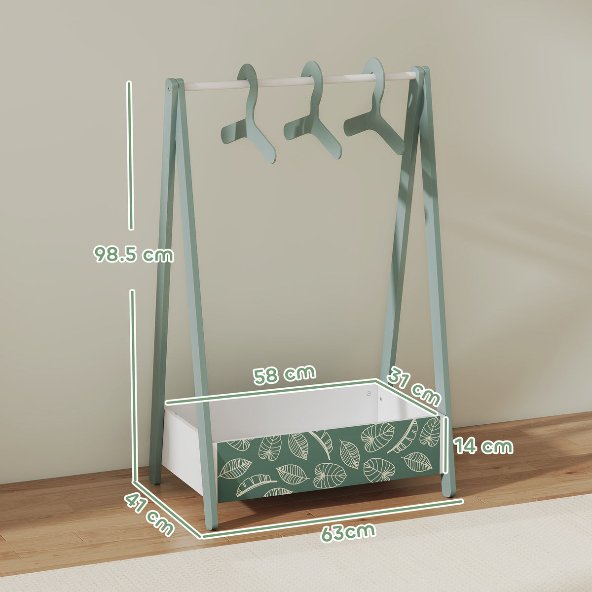 AIYAPLAY Baby Clothing Rack With Hangers, Shelf, Kids Clothes Rail