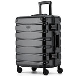 56x45x25cm Large Cabin Carry On Case - Overhead Luggage Suitcase - 4 Spinner Wheels - Aluminium Frame/abs Shell Outer | Cabin | Black
