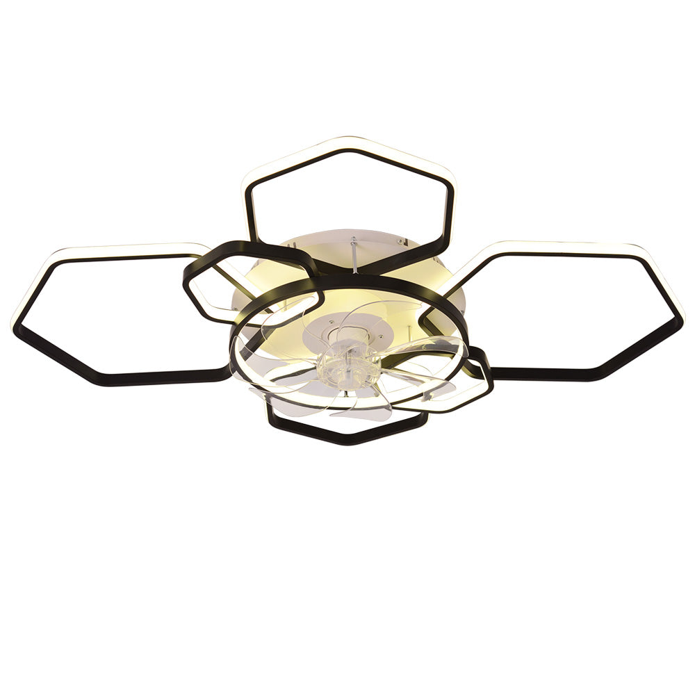 Black Metal Industrial Frame Ceiling Fan Light 5 Blades With 3-color Dimming, 6-speed, 2.4g App & Remote Control