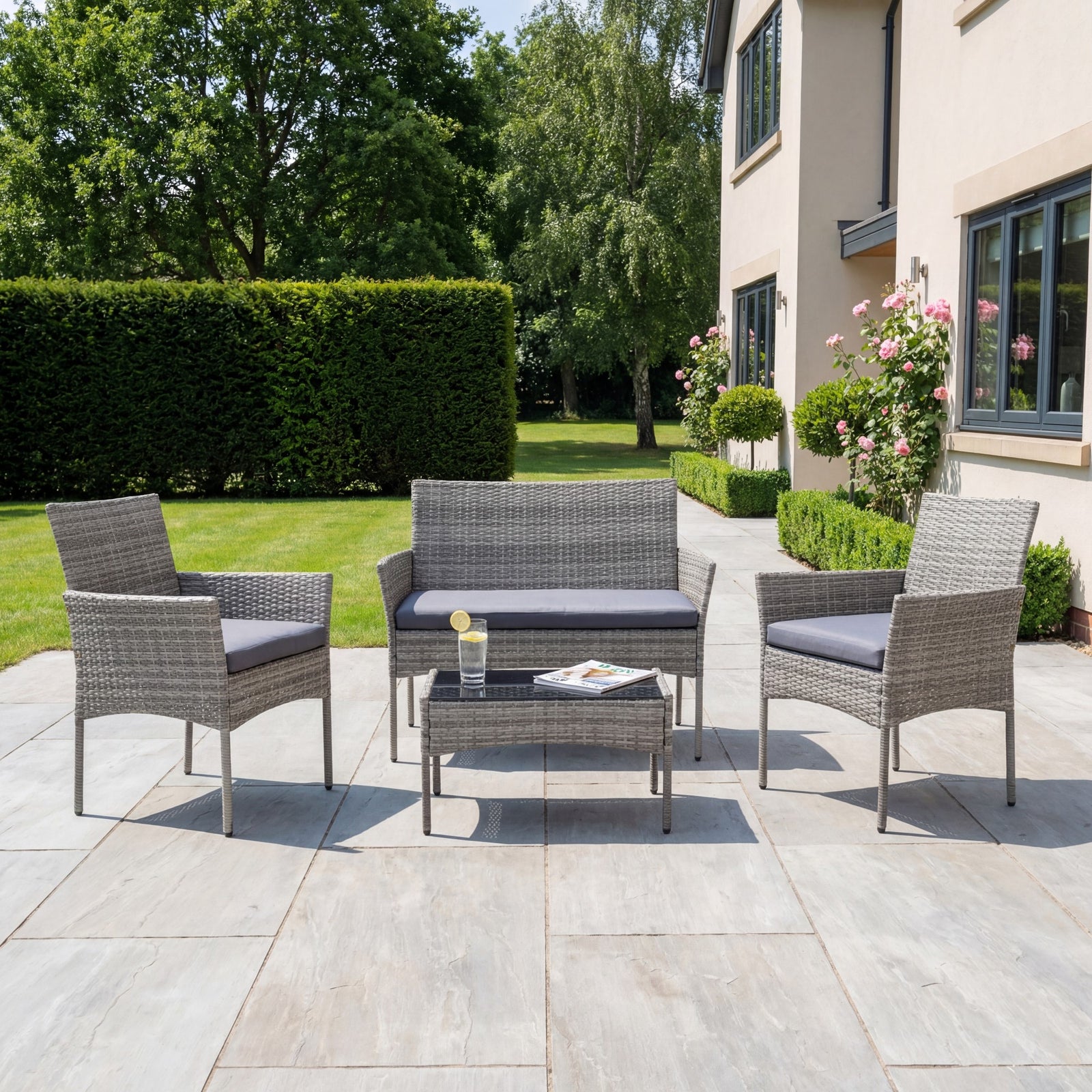 Corato 4-seat Rattan Patio Set | Grey