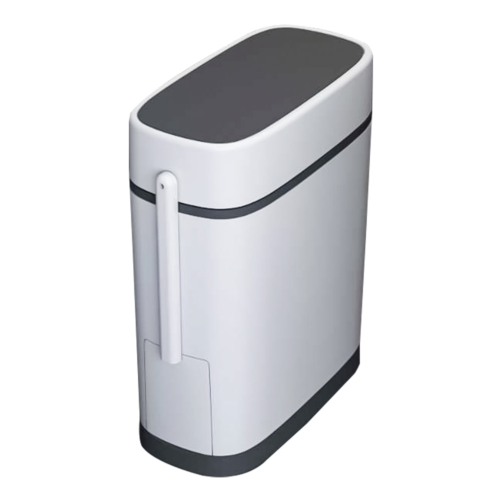 Slim Plastic Trash Can With Built-in Toilet Brush