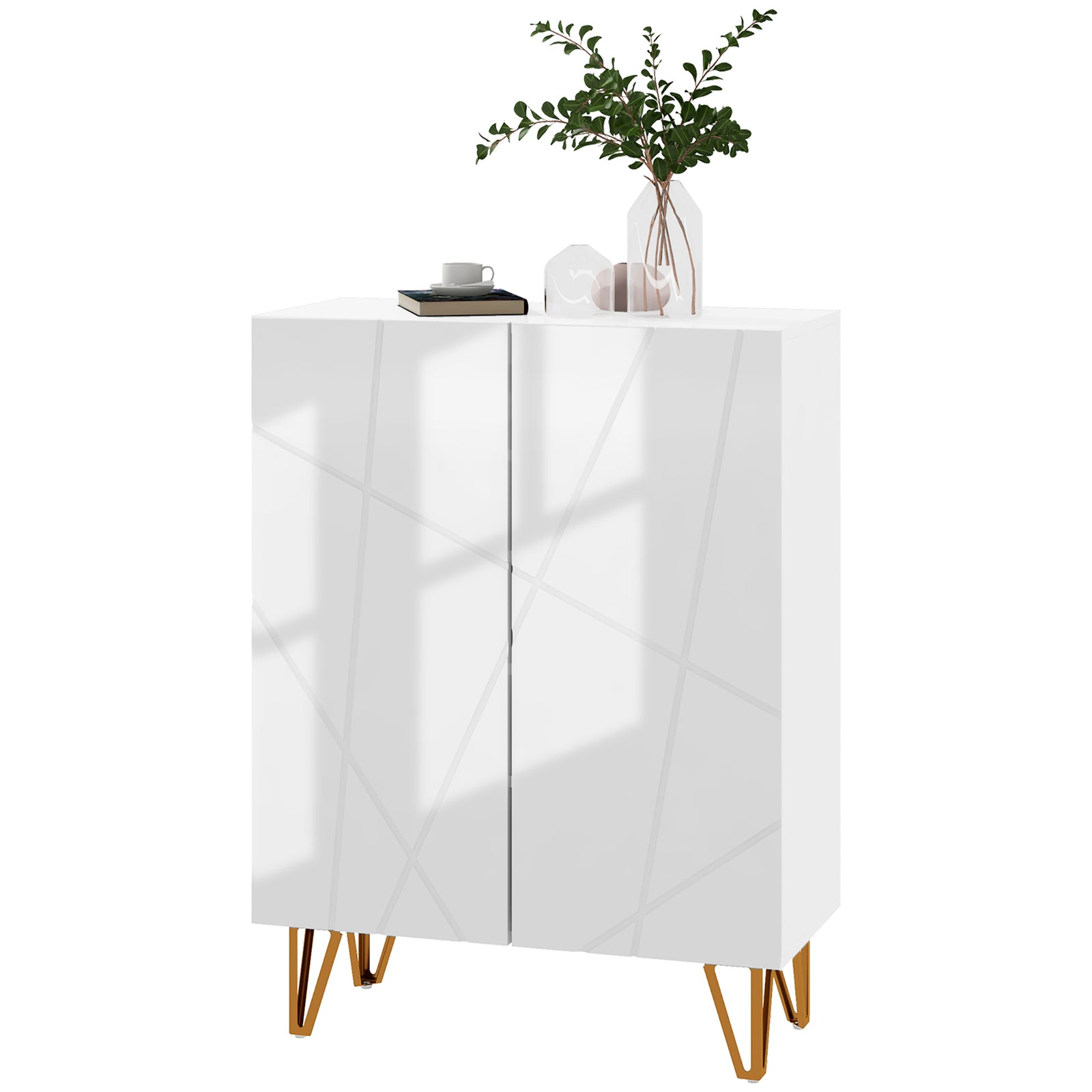 Shoe Storage Cabinet Soft-close Hinges And Adjust Shelves | One Size | White