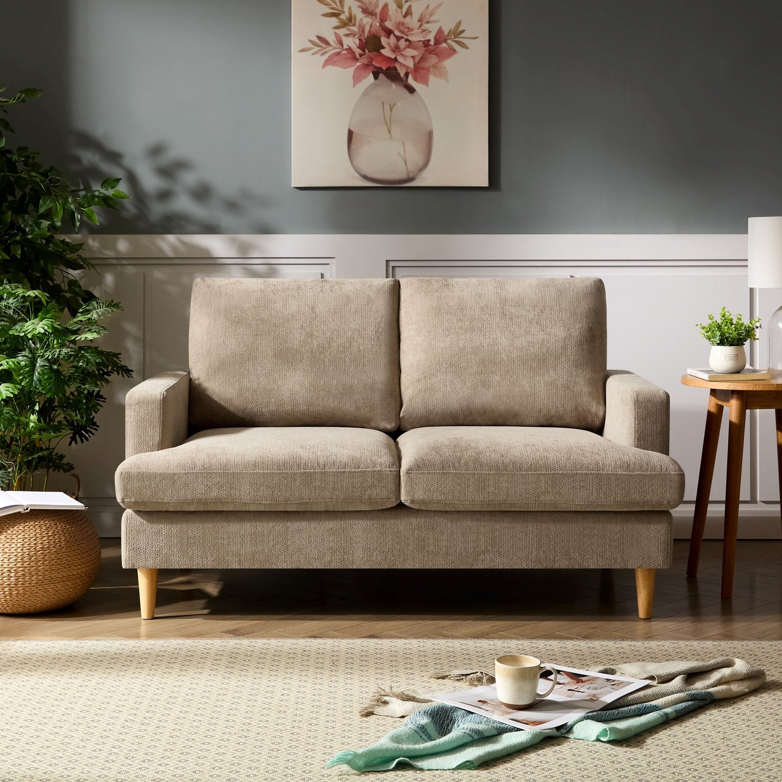 Newsome 2 Seat Fabric Sofa | Light Brown