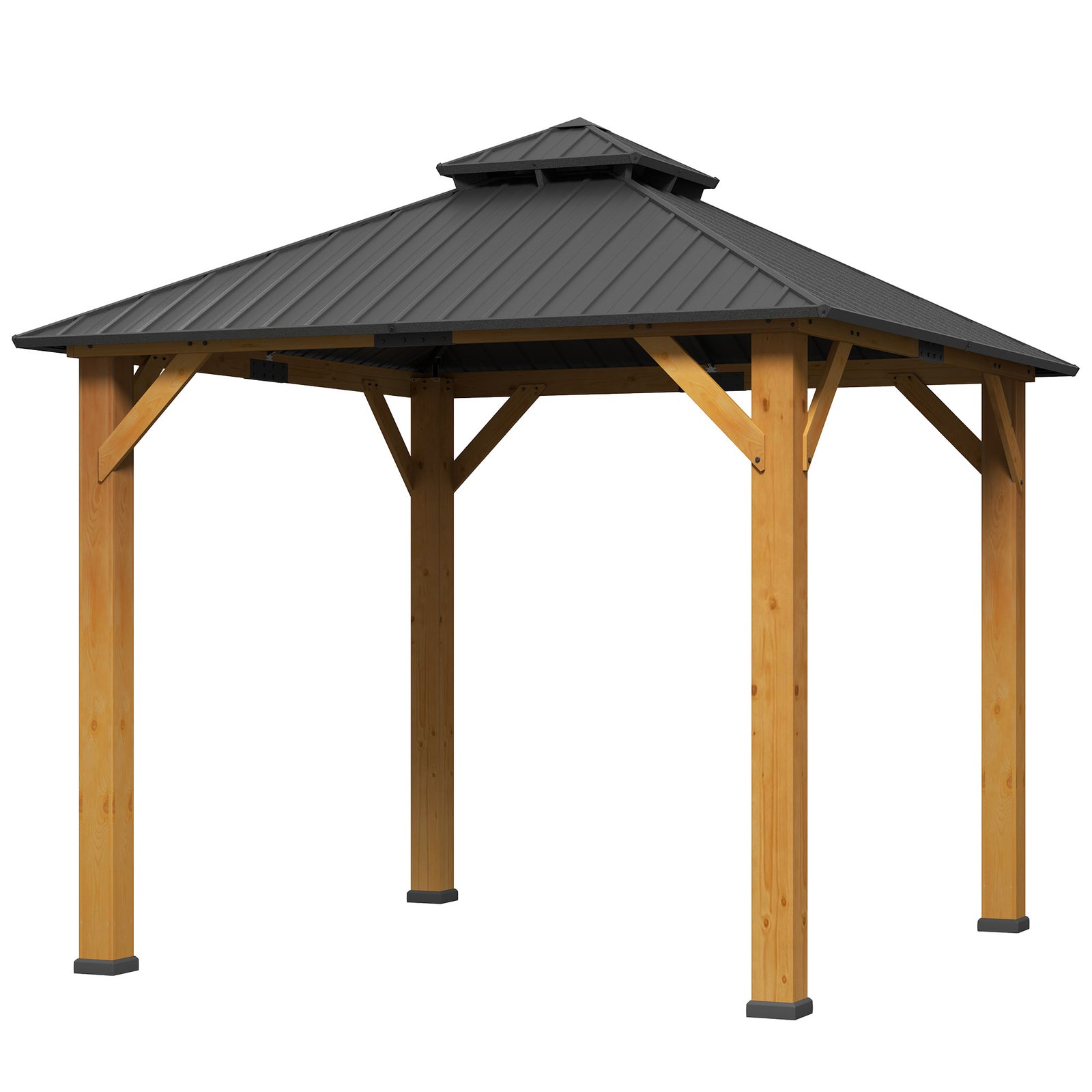 3x(3)m Double-tier Hardtop Gazebo, Outdoor Patio Shelter