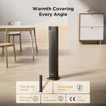 2000w Fast-heating Tower Electric Heater With Ptc Technology, 3 Modes + Eco, Remote Control, 24-hour Timer, And Safety Features | Black