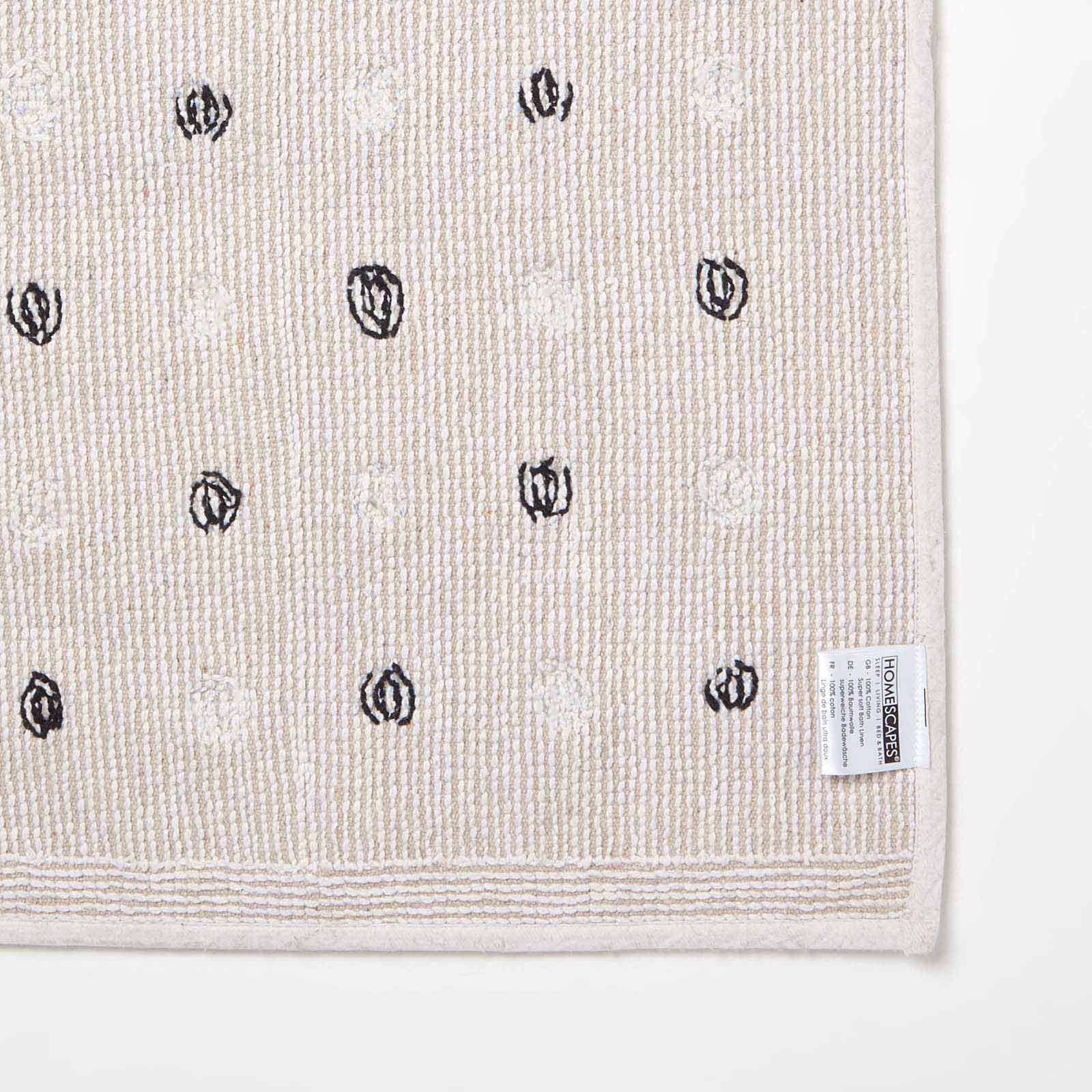 Tufted Cotton Bath Mat With Polka Dot Design | 50 x 80cm | Black & White