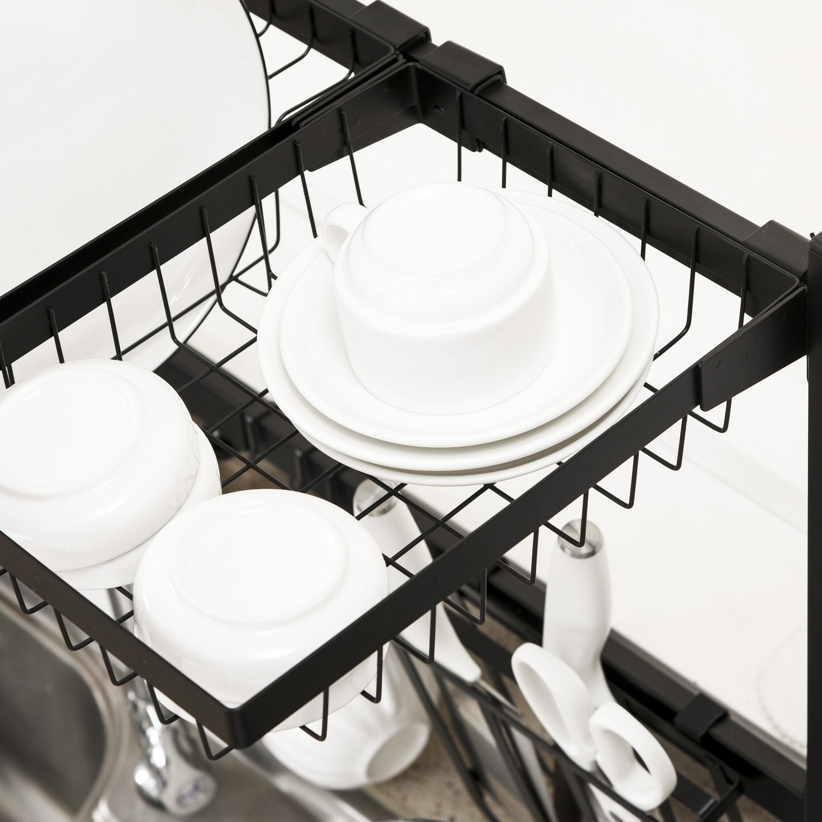 Space Saving Over The Sink 2 Tier Dish Rack