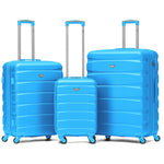 Set Of 3 Hard Shell Suitcase Cabin & Check In Cases With Tsa Lock - Overhead Cabin With Medium & Large Check-in Bag | Set of 3 | Turquoise