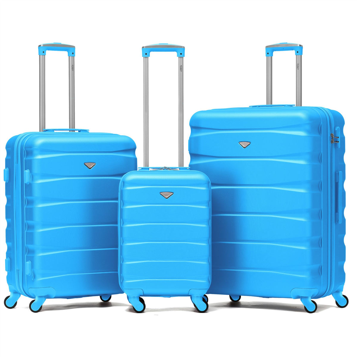 Set Of 3 Hard Shell Suitcase Cabin & Check In Cases With Tsa Lock - Overhead Cabin With Medium & Large Check-in Bag | Set of 3 | Turquoise