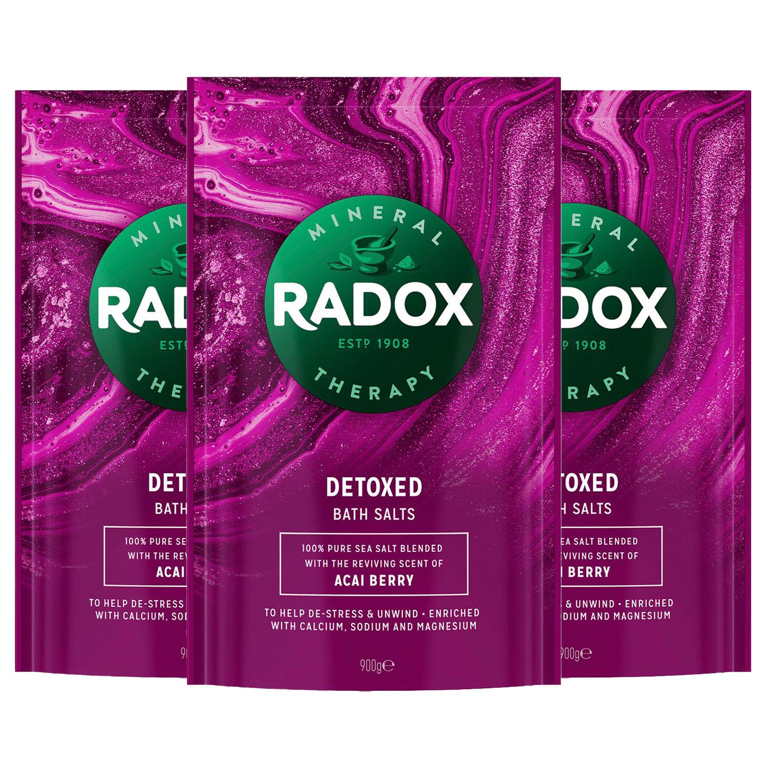 Bath Salts Detoxed Bath Therapy, Acai Berry, 3 Packs Of 900g | 3 | Purple