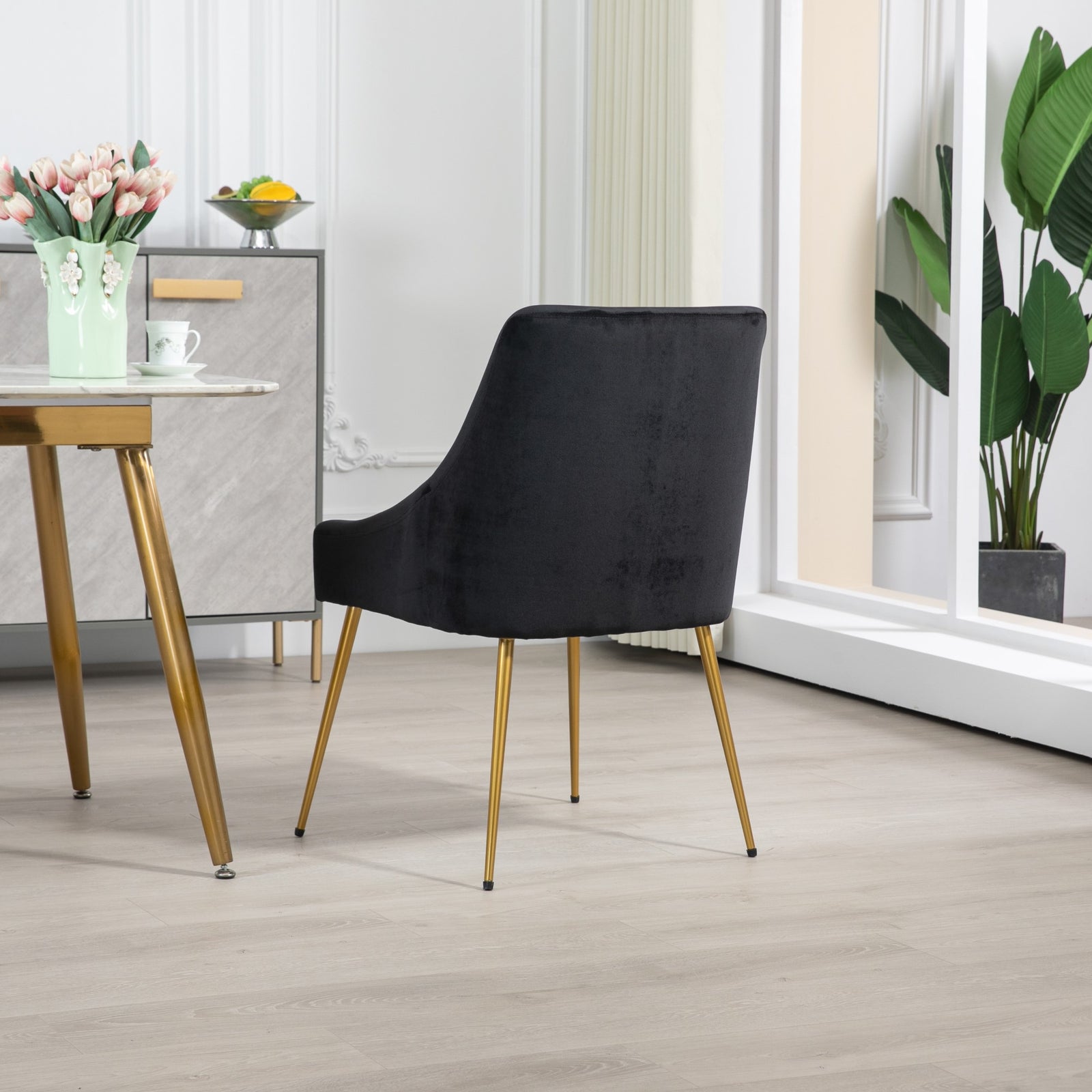 Set Of 2 Lograto Velvet Dining Chairs | Black