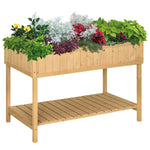 Elevated Wooden Garden Planter Stand With Shelf | Yellow