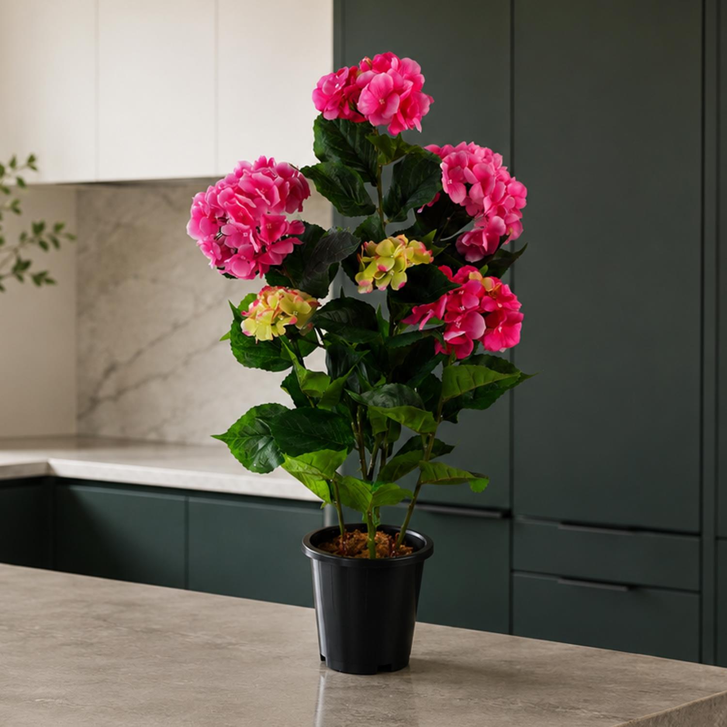 Artificial Hydrangea Flowering Plant Pink