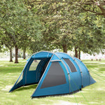 3-4 Persons Tunnel Tent, Two Room Camping Tent W/ Windows | Blue