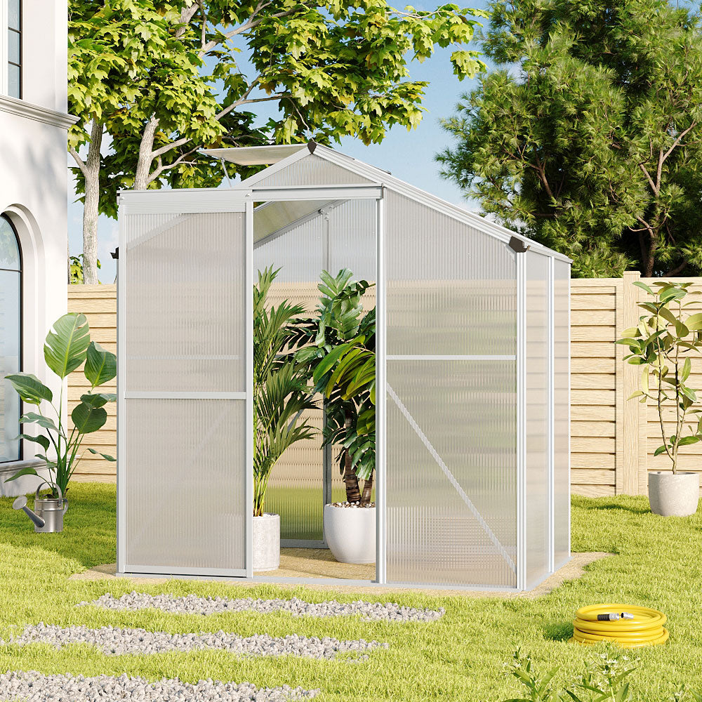 6 x 4FT Aluminium Hobby Greenhouse With Openable Window | One Size | Clear
