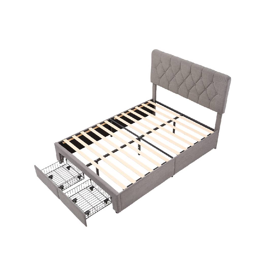 Breeins Double Upholstered Bed Frame With 2 Drawers