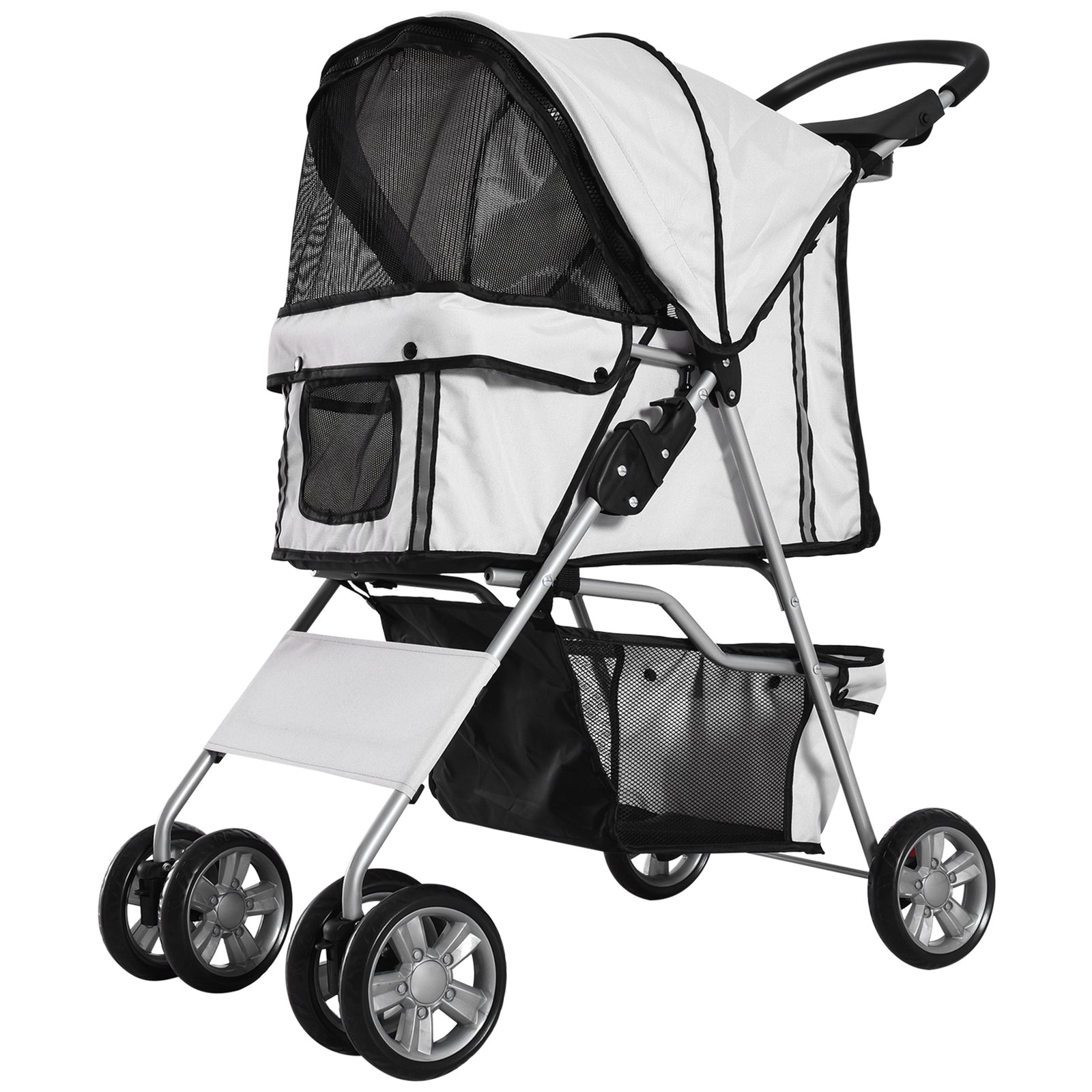 Pet Stroller Carrier Foldable Deluxe Jogger Walk Travel Dog Cat | Gray