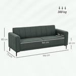 3 Seater Sofa, Modern Fabric Couch With Channel Tufted | Grey