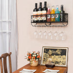 Elegant Wall-mounted Wine Glass Rack For Upside Down Goblet And Bottle Storage