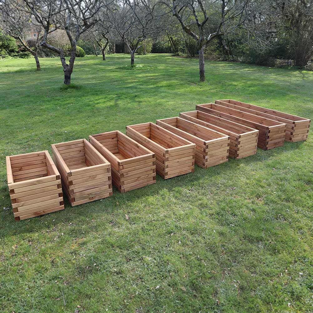 Pine Wooden Trough Planter With Feet | 180cm x 42cm x 38cm | Brown