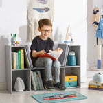 Kids Cabinet W/ Six Compartments For Toys, Clothes, Books - Grey