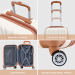 Set Of 3 Hard Shell Suitcases Overhead Carry On Cabin Bag & Check In 20kg+ Medium And Large Bag. | Set-of-3 | Cream