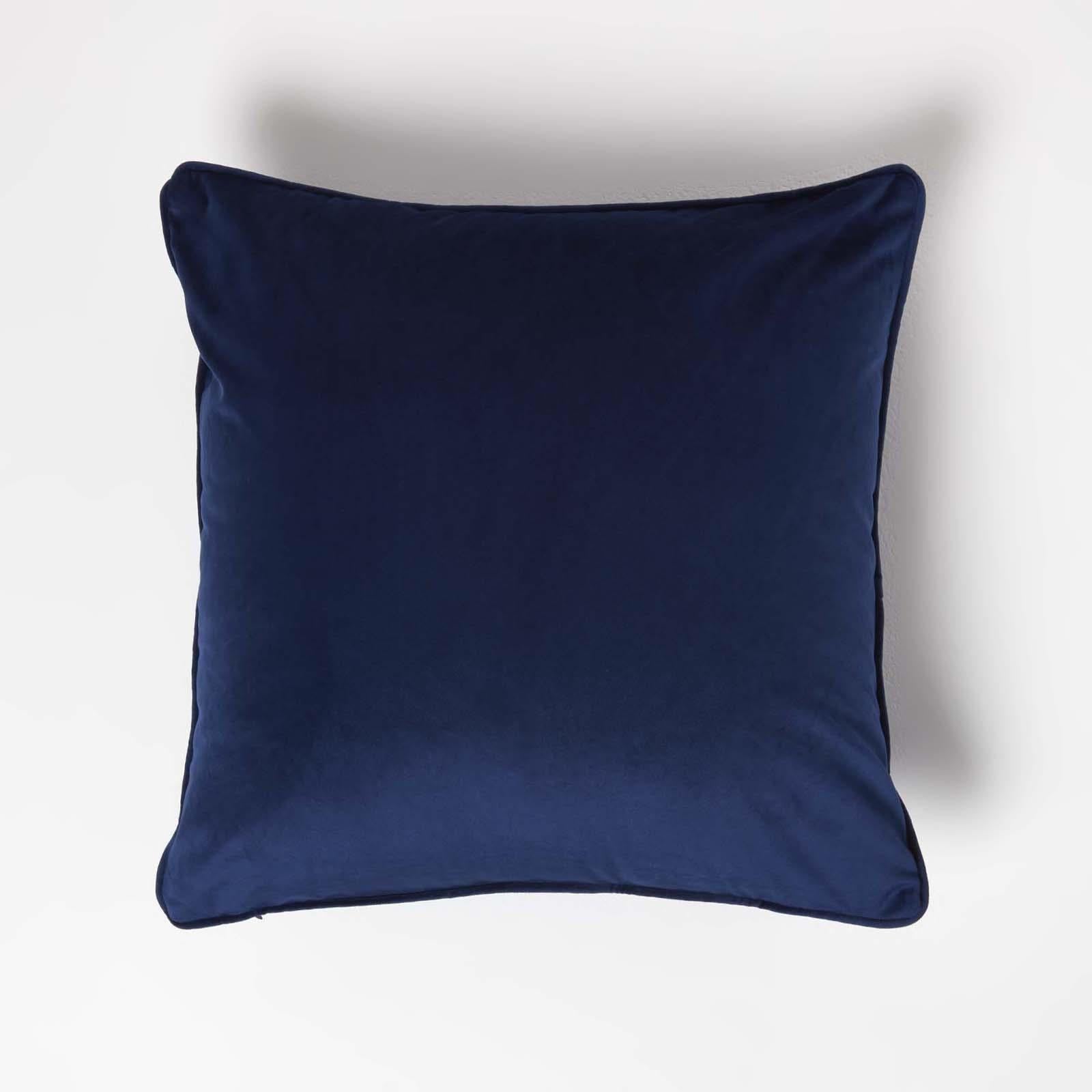 Filled Velvet Cushion With Piped Edge 46 X 46 Cm | 45cm x 45cm | Navy Blue