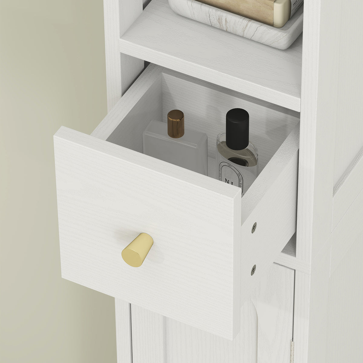 HOMCOM 20cm Slim Bathroom Storage Cabinet With Adjustable Shelves White
