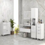kleankin Tall Narrow Bathroom Storage Cabinet Cupboard W/ Cabinets, White