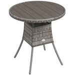 70cm Outdoor Rattan Dining Table W/ Wood-composite Top
