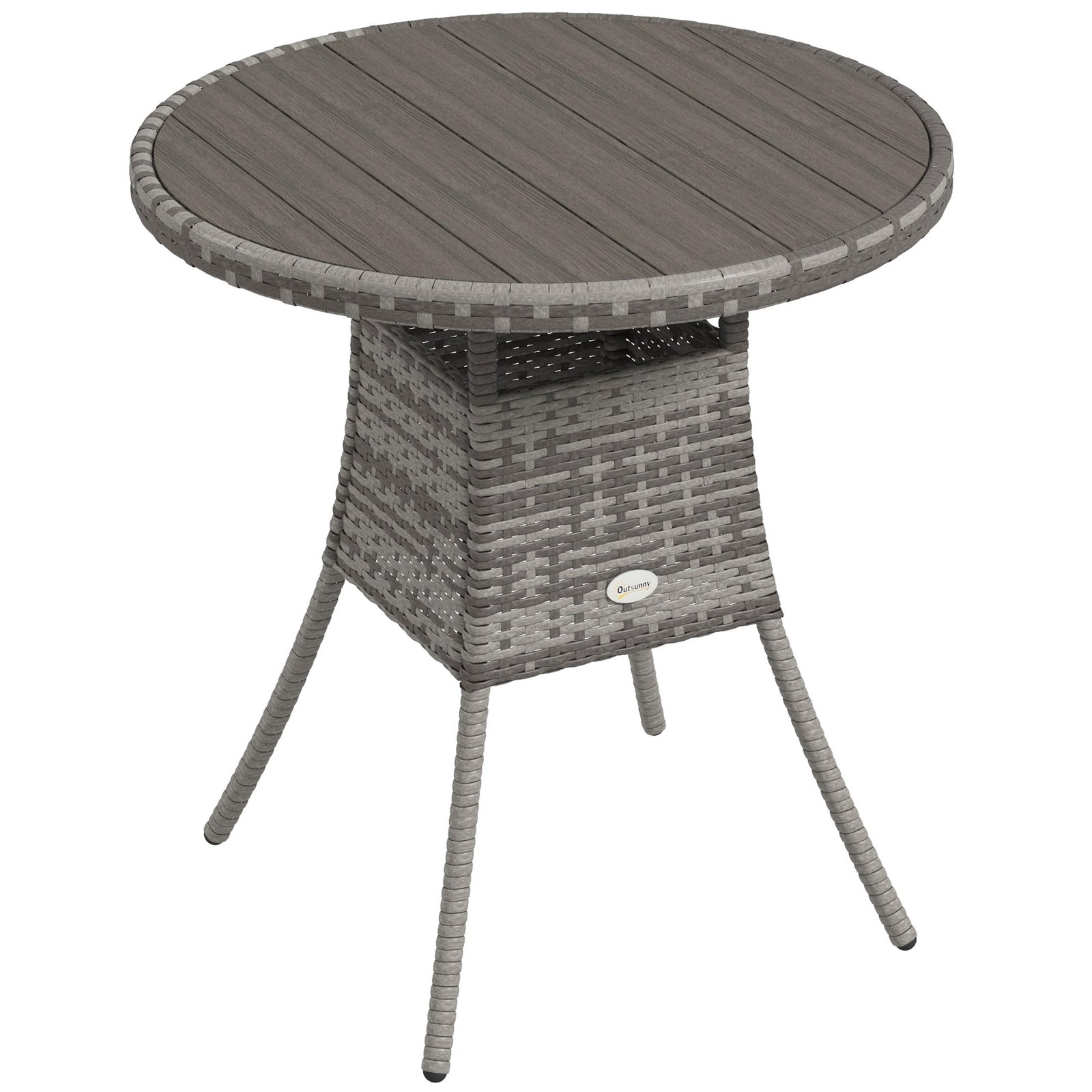 70cm Outdoor Rattan Dining Table W/ Wood-composite Top