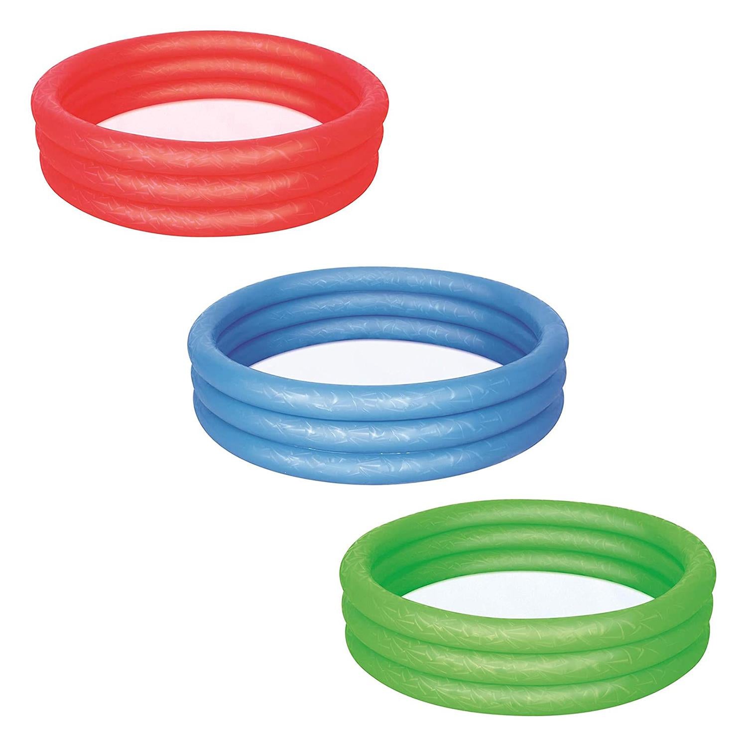 Paddling Pool 3 Ring Kids' With Repair Patch, 152x30cm, Colour May Vary