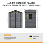 6x4.4 Ft Outdoor Plastic Storage Shed With Floor, Window, Vents & Double Lockable Doors,wood Grain Design