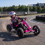 Electric Go Kart For Kids With Dual Motors, Adjustable Seat | Pink