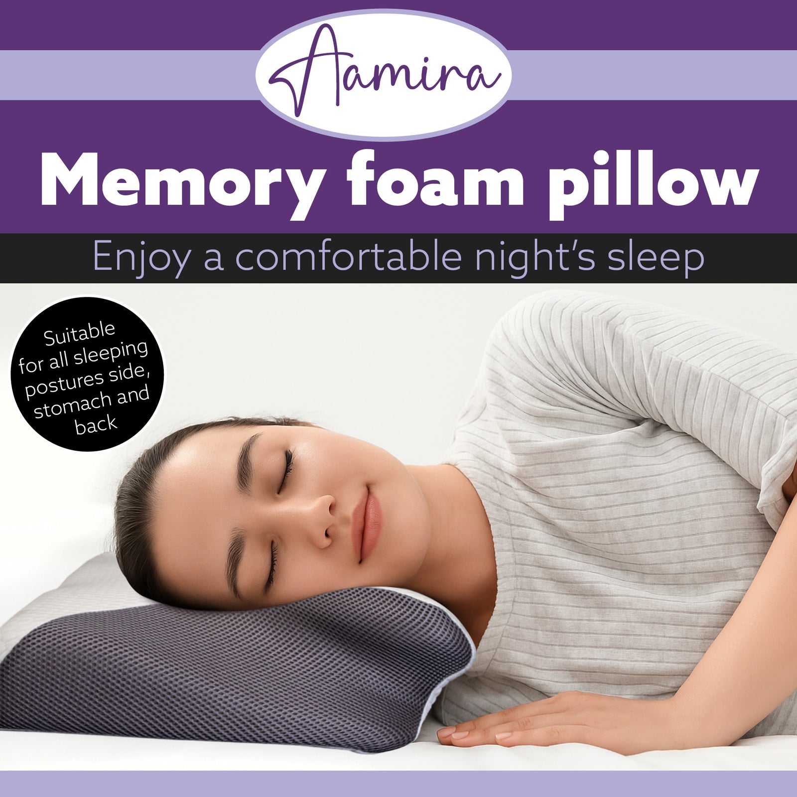 Luxury Orthopedic Memory Foam Cervical Neck Support Pillow 64x42x12.5cm, Side Sleeper Pillow For Back & Stomach Sleepers