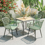 Garden Chairs Set, Garden Dining Chairs With Armrests | Set of 4 | Green