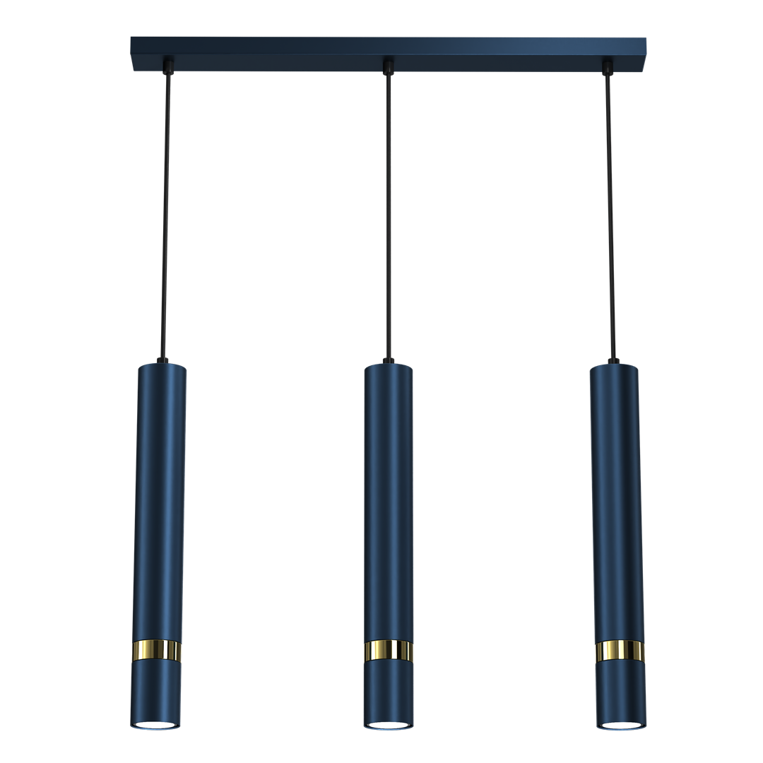 Joker Contemporary Pendant Lamp 3xgu10 Hand Made Cylindrical Style Light | Blue & Gold