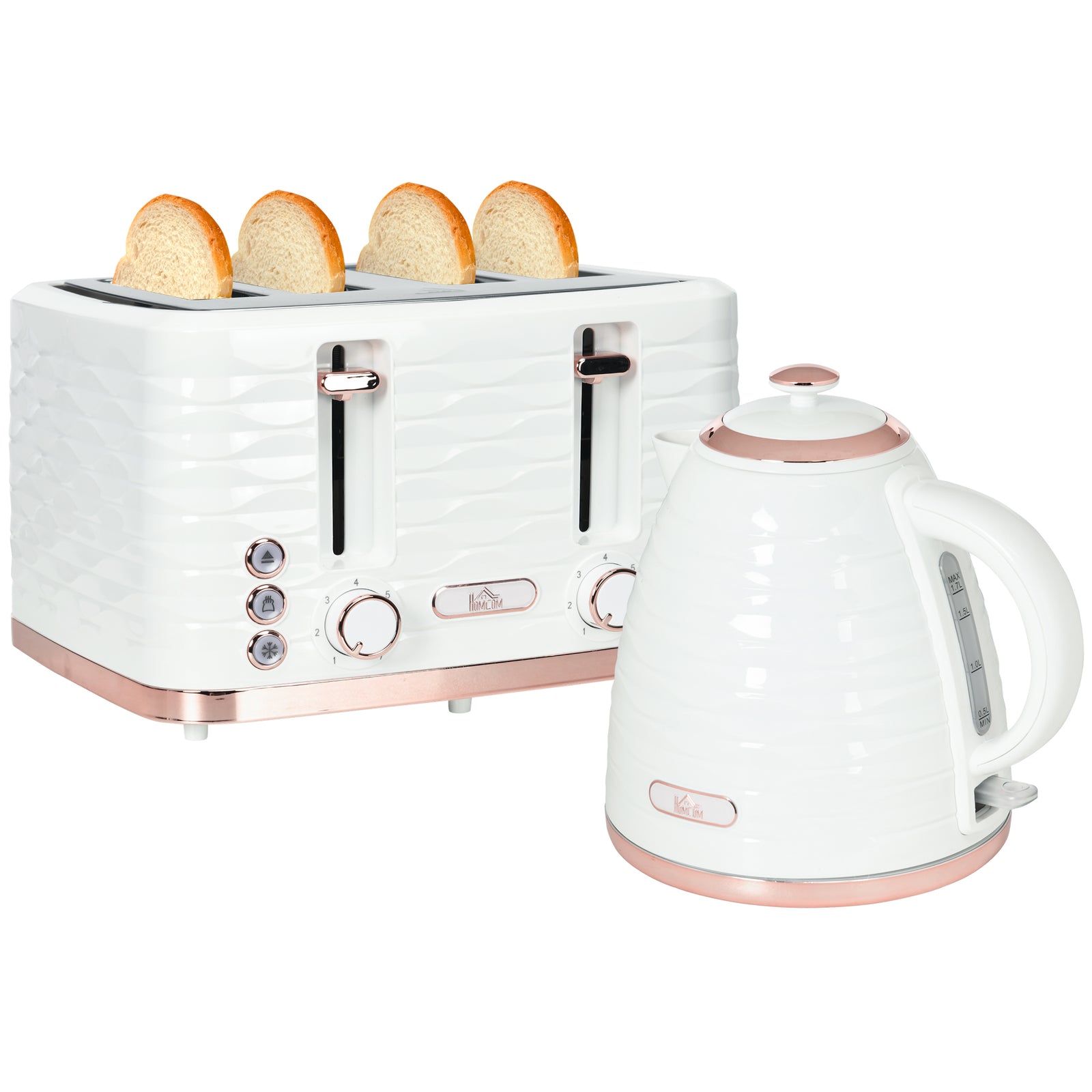 Kettle And Toaster Set 1.7l Boil Kettle And 4 Slice Toaster | One Size | Cream