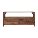 Arc-line Media Console,2 Drawers, 1 Open Shelf, Brown