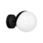 Sfera Designer Wall Lamp Hand Made Scandi Style Minimalistic Matt Black And White Glass