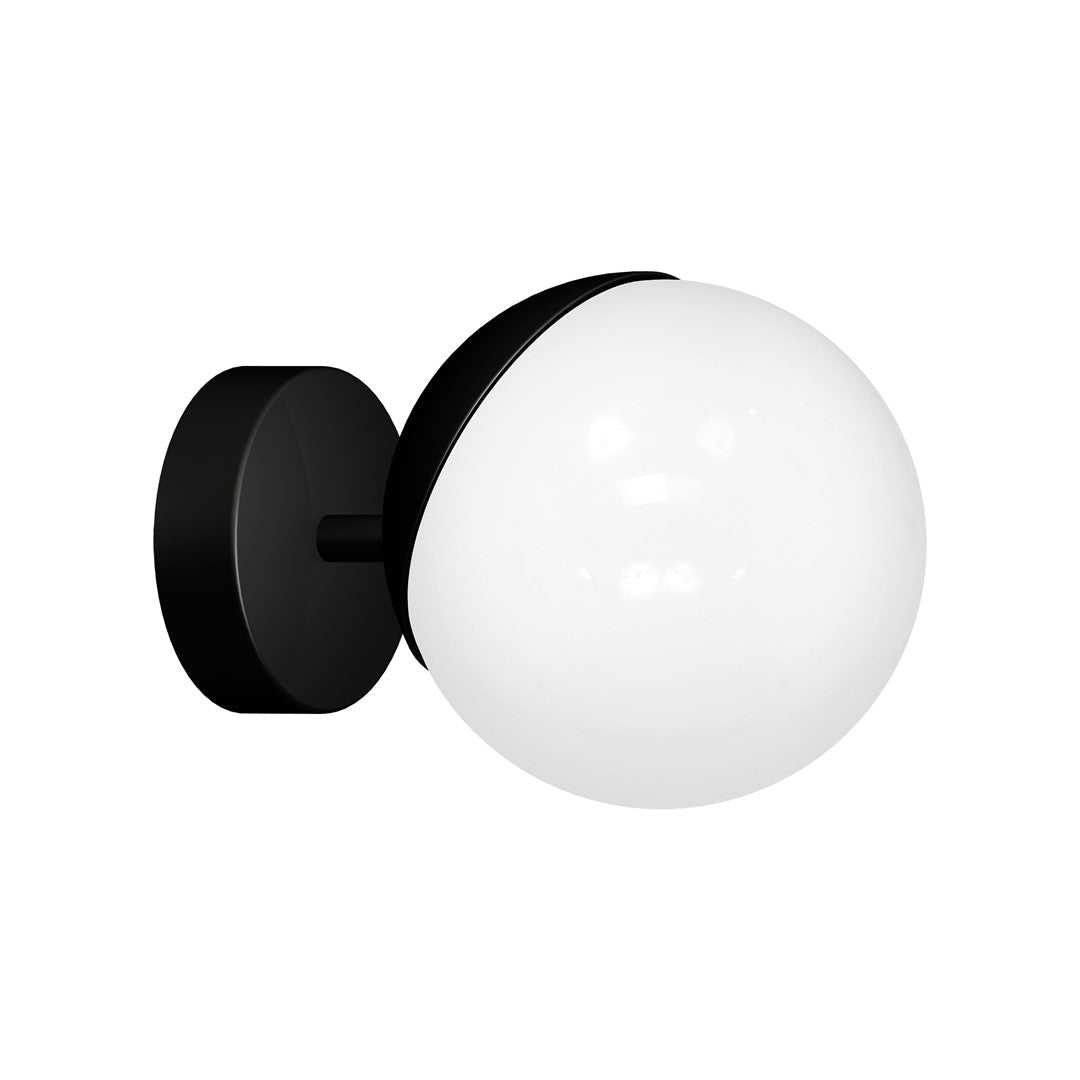 Sfera Designer Wall Lamp Hand Made Scandi Style Minimalistic Matt Black And White Glass