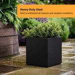 Nicoman Black Metal Cube Planter 50x50x50cm Galvanised Steel Outdoor & Indoor Plant Pot