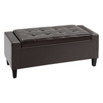 Pu Leather Storage Bench, Wooden Frame | Brown