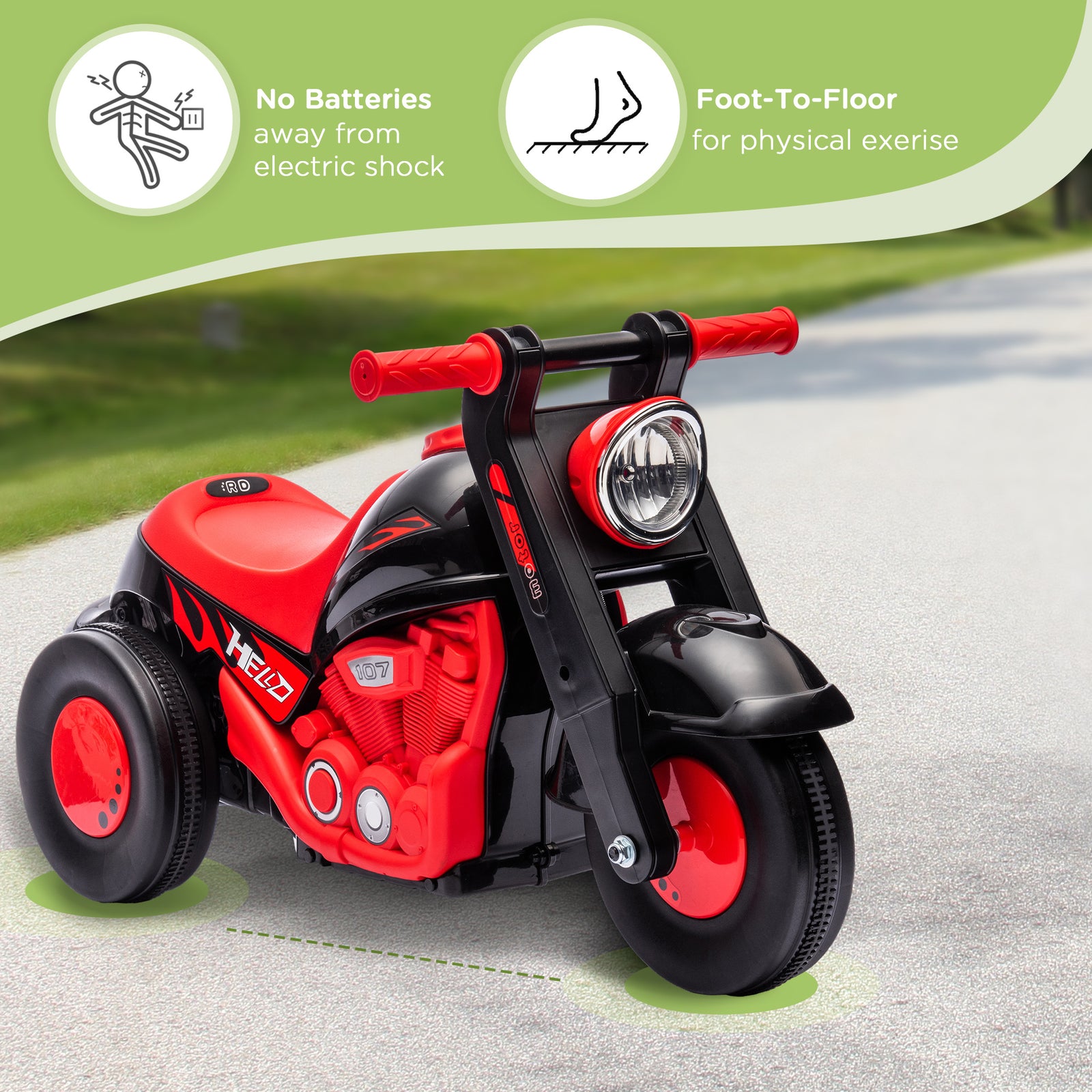 Ride On Car Foot To Floor Kids Car W/ Music, Bubble | Black