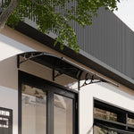 1-2m W x 1m D Curved Outdoor Door Window Awning Canopy | Large | Dark Grey